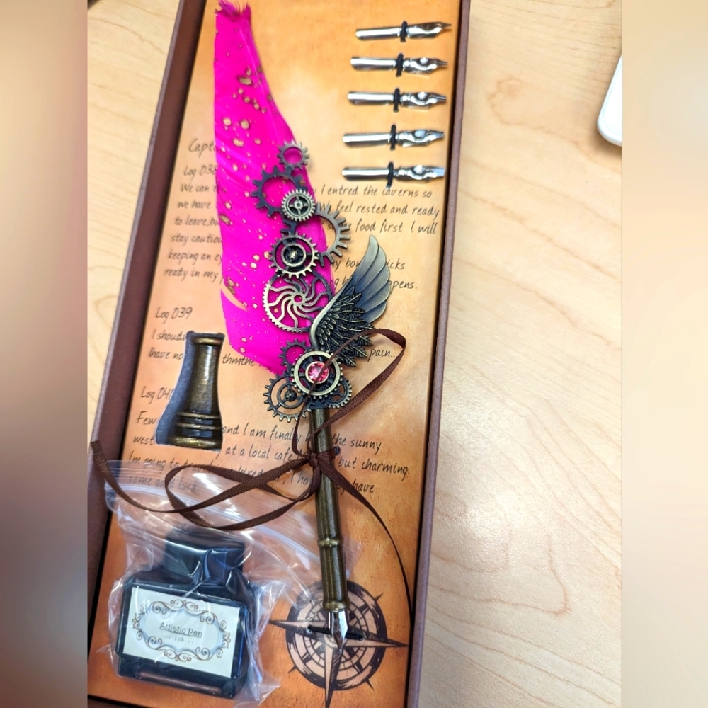 Pink feather pen